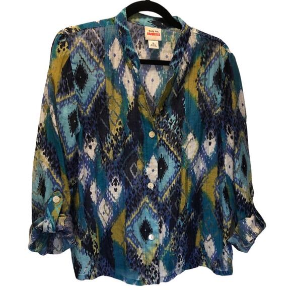 Ruby Rd. Favorites, Peacock Blue, Sheer button top, women 14 - Picture 4 of 4